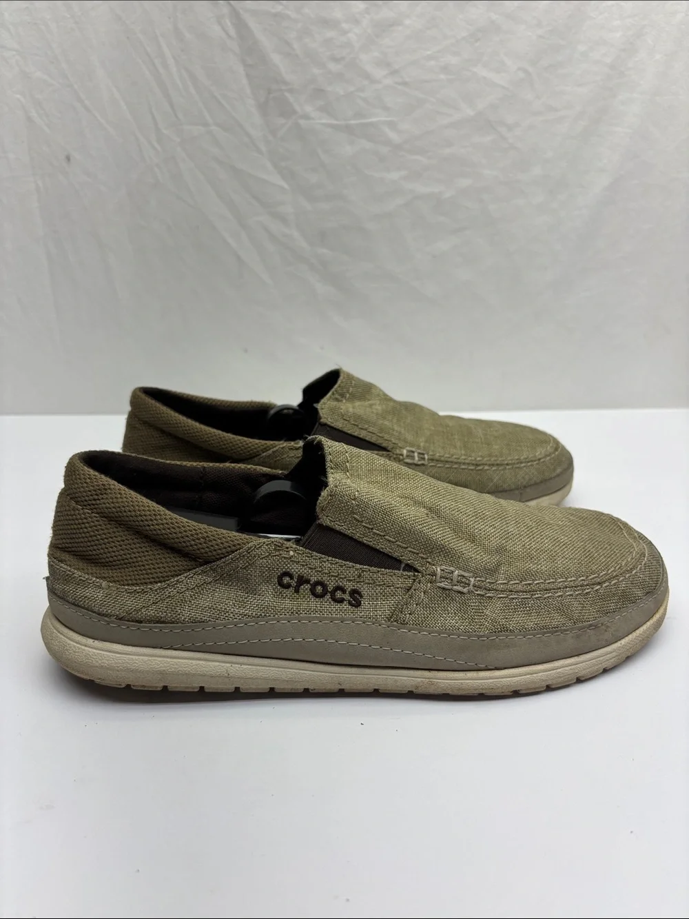 Crocs Men's Slip-On Casual Canvas Shoes in Olive Green, SZ 8